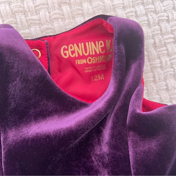 Purple Velvet Kids Dress - Picture 3 of 6